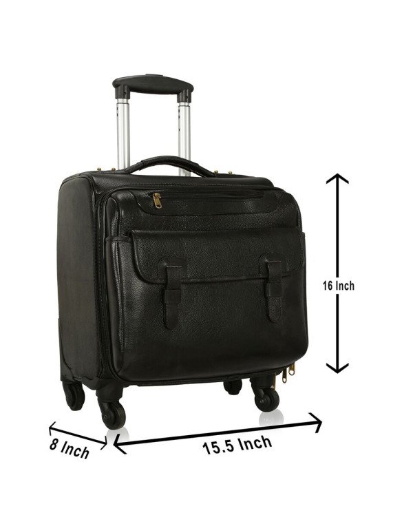 HugMe.fashion Genuine leather Trolley Soft Bag In Black TB16